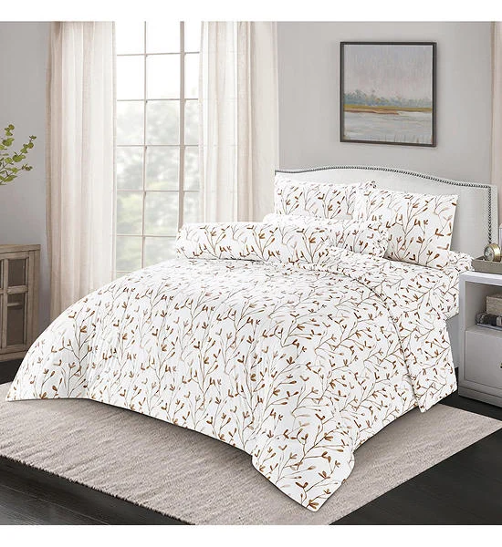 ESQUIRE Fitted Sheet Set Printed Microtech Collection 3.5 Ft 3 Pcs (Twin Size) Serene White Оригинал