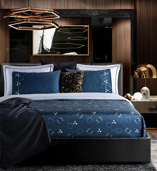 SANTAS Bed Sheet Set OBERSEE (7092) (Top) 3 pcs Blue Оригинал