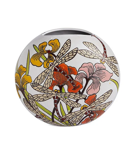 CENTRAL HOME Round Vase Dragonfly CRM Size 26x12x24 cm White Оригинал