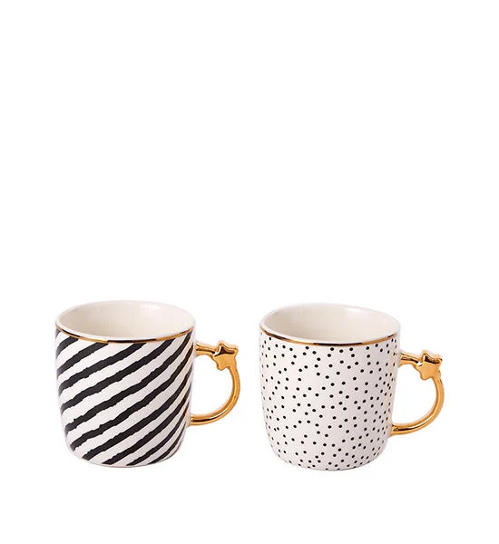 CENTRAL HOME Mugs Set Dot Stripe 360 mL 2 pcs White Оригинал