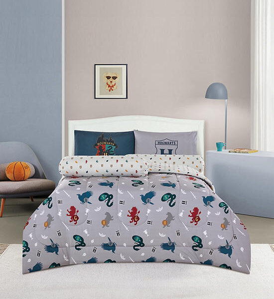 ESQUIRE Fitted Sheet Set Printed Microtech Harry Potter Collection 5 Pcs. House Crest Grey Оригинал