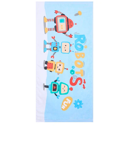 Angel Baby Boy Toddler Towel Robot Printed 16X32 in Blue Оригинал