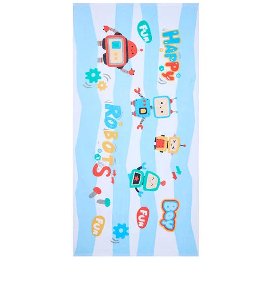 Angel Baby Boy Toddler Towel Robot Printed 25X50 in Blue Оригинал