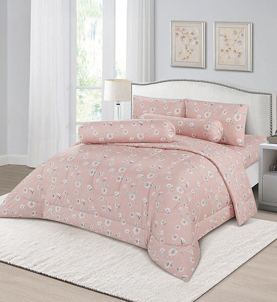 ESQUIRE Fitted Sheet Set 3.5 Ft 3 Pcs Printed Microtech Collection Pink Bloom Twin Size Pink Оригинал