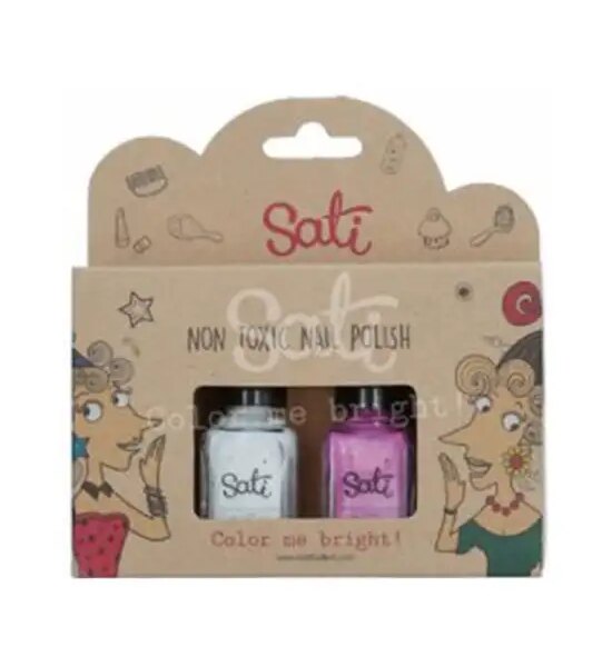 SATI Nail Polish Pastel set 2 pcs. White & Pink Оригинал