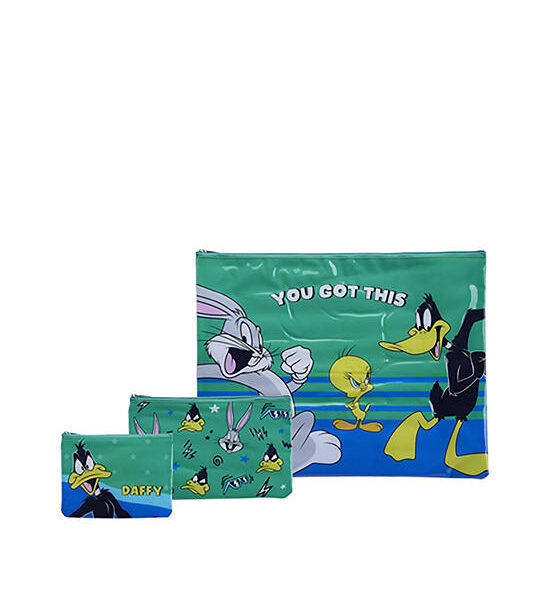 MINI MONO Storage Bag Set 3 pcs Daffy Duck Pattern Green Оригинал