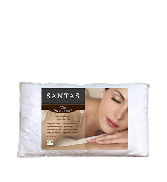 SANTAS PURE WHITE GOOSE DOWN LUXURY Collection - Goose Down Pillow Firm Support 19X29 Inch Оригинал