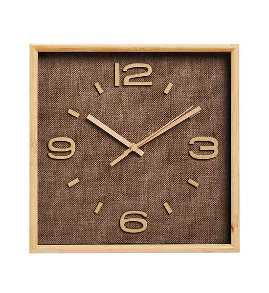 HAVEN Wall Clock Square Bamboo 12 in Brown Оригинал