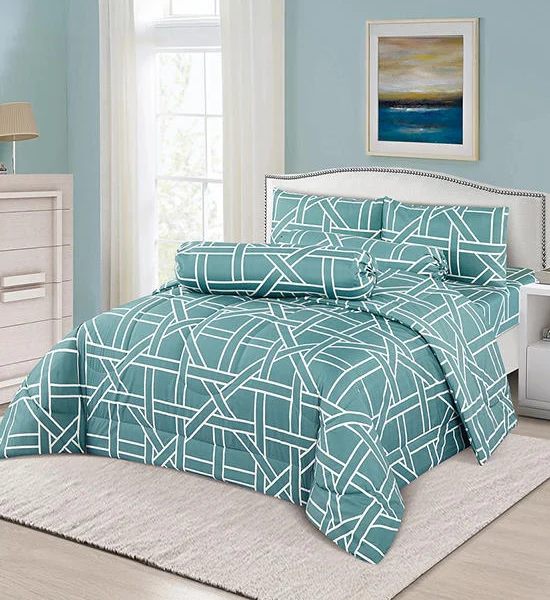 ESQUIRE Fitted Sheet Set 3.5 Ft 3 Pcs Printed Microtech Collection DB Square Twin Size Green Оригинал