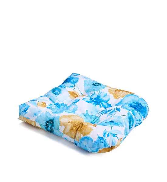 HAVEN Seat Cushion Polyester Floral Print 50x48x7.5 cm Blue Оригинал