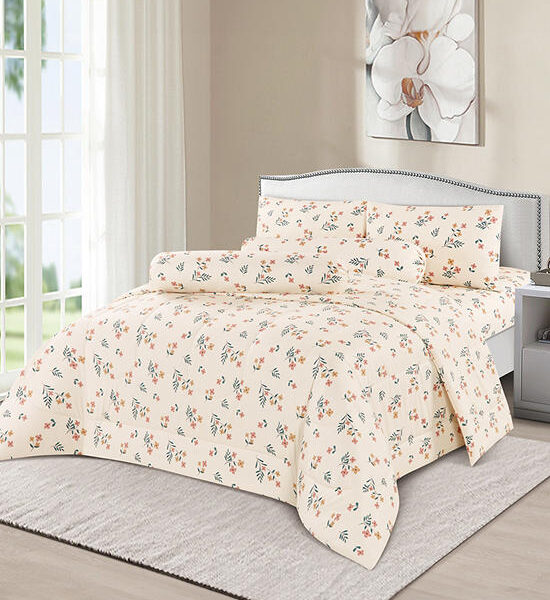 HAVEN Fitted Sheet Set 5 pcs Microtech Collection Tiny Flower Printed Cream Оригинал