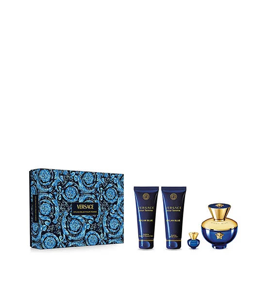 VERSACE Women Fragrance Dylan Blue Pour Femme Gift Set EDP 100 mL + Bath&Showergel 100 mL + Bodylotion 100 mL + EDP Mini 5 mL Оригинал