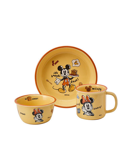 CENTRAL HOME Dinner Set Mickey Minnie 3 pcs. Mustard Оригинал