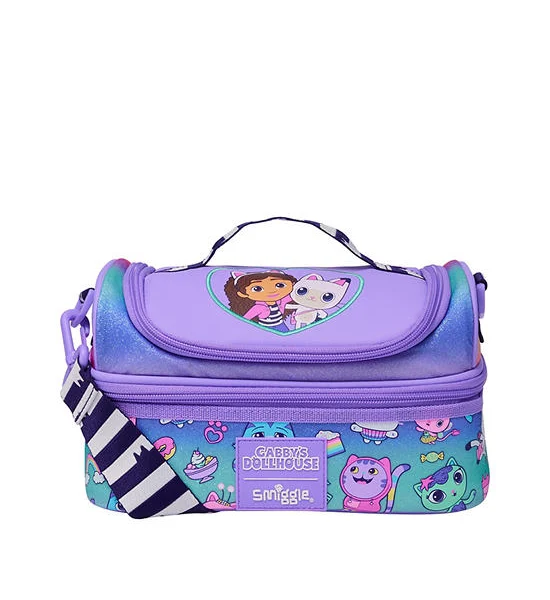 SMIGGLE Lunchbox Gabby's Double Decker With Strap Lilac Оригинал