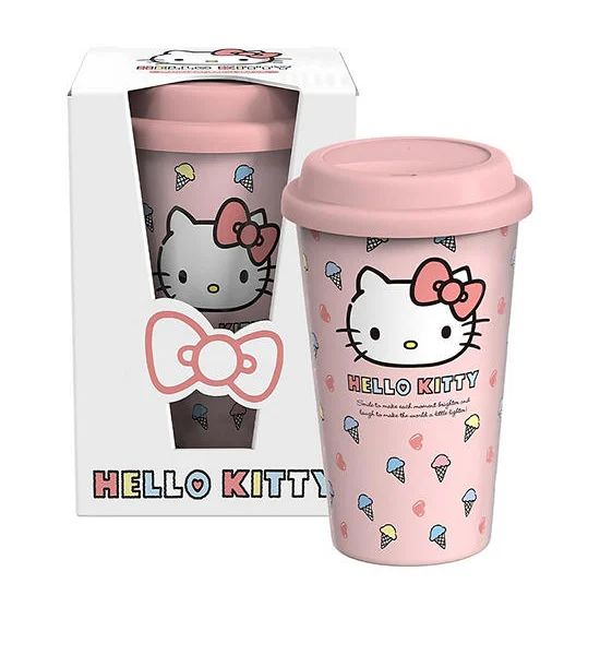 FOFO Tall Glass With Silicone Lid 450 mL Hello Kitty 1 Pink Оригинал