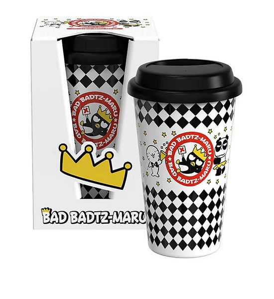 FOFO Tall Glass With Silicone Lid 450 mL Bad Badtz Maru Black Оригинал
