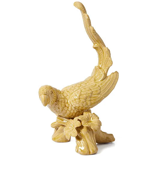 CENTRAL HOME Raised Bird Tail On A Log Sculpture 21.5x9x38 cm Yellow Оригинал