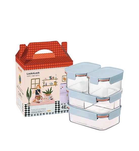 LOCKNLOCK Storage Container Set 4 pcs Bisfree Modular Plus Mint Оригинал