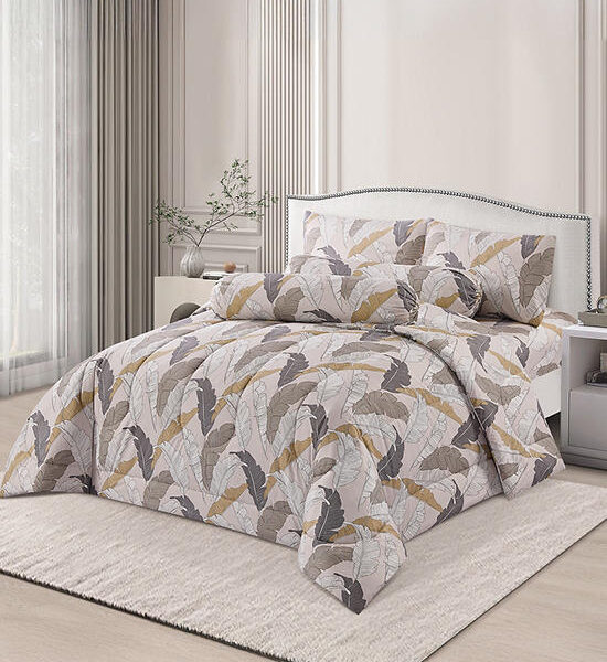 ESQUIRE Fitted Sheet Set 3.5 ft 3 pcs Microtech Collection BNN Leaf Printed Twin Size Multi-color Оригинал