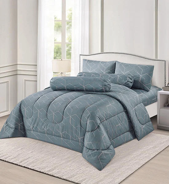 ESQUIRE Fitted Sheet Set 5 pcs Microtech Collection Maze Grey Printed Multi-color Оригинал