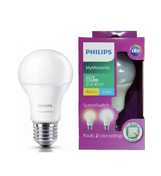 PHILIPS LIGHTING Light Bulbs Led Ssw A60 8-70W E27 Wh-Cdl 1Bc/8 Apr White Оригинал
