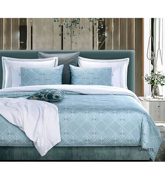 SANTAS Bed Sheet Set 2 Pcs. Garnets (7107) Twin Size Sky Blue Оригинал