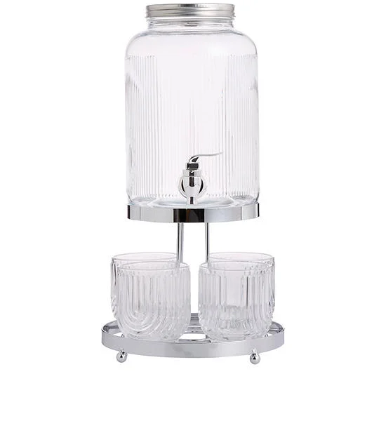 CUIZIMATE Set Beverage Dispenser 4L & Glass 4 x 325 mL with Tray Оригинал