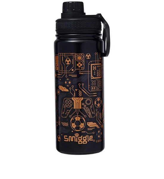 SMIGGLE Drink Bottle Livewire Explore Insulated Stainless Steel 600 mL Black Оригинал