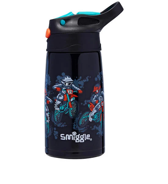 SMIGGLE Drink Bottle Stainless Steel Flip Adventurous Junior 400 mL Black Оригинал