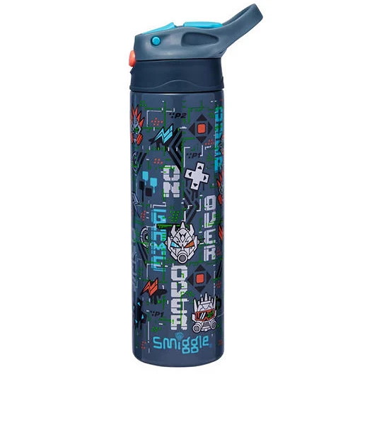 SMIGGLE Flip Insulated Drink Bottle Stainless Steel Trailblazer 520 mL Grey Оригинал
