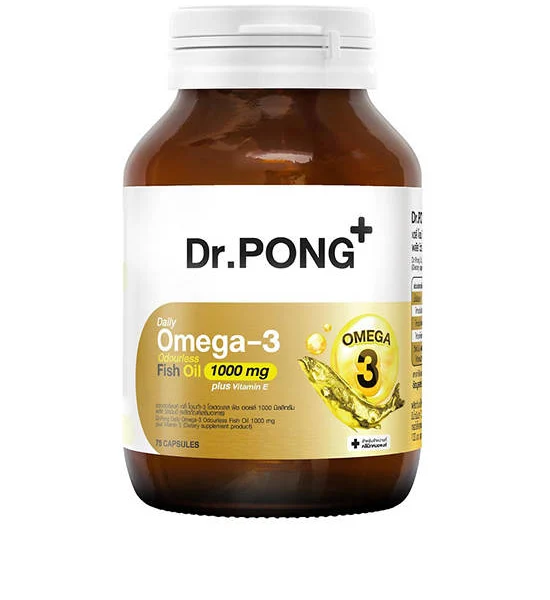DR.PONG Daily Omega-3 Odourless Fish Oil 1000 mg Plus Vitamin E (75 Capsules) 110 g Оригинал