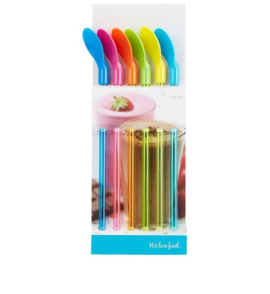 KITCHEN CRAFT Plastic Spoon Straws 6 PCS. Silver Оригинал