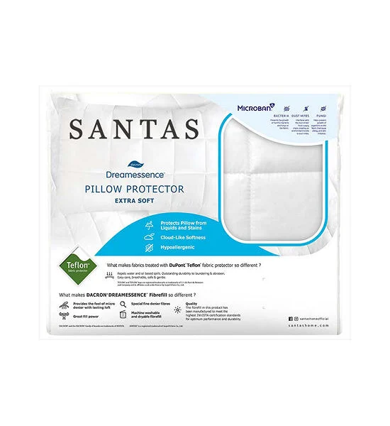 SANTAS Dreamessence Teflon Model Pillow Protector Size 19X29 Inch White Оригинал