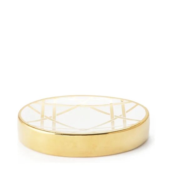 ESQUIRE Ceramic Soap Dish Line Gold Collection White - Gold Оригинал