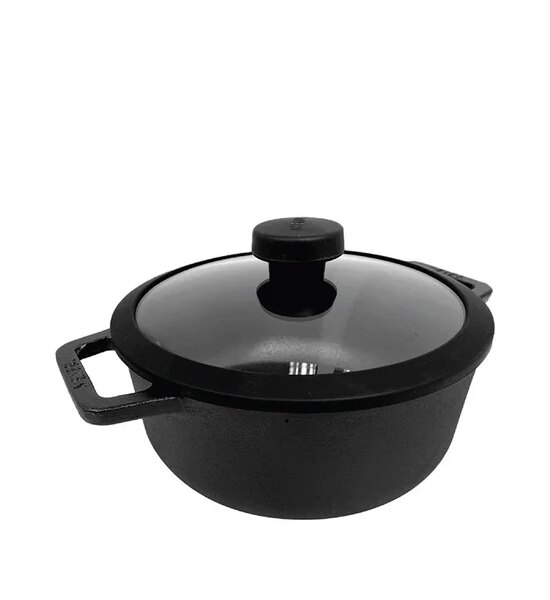 MEYER Cast Iron Sauteuse With Glass Lid 24 CM 48241C Black Оригинал