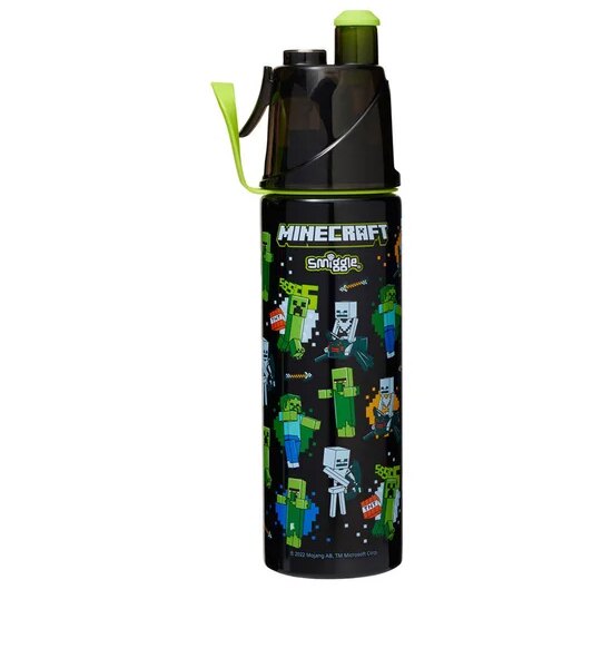 SMIGGLE Minecraft Stainless Steel Spritz Drink Bottle 449547BK 500mL. Black Оригинал