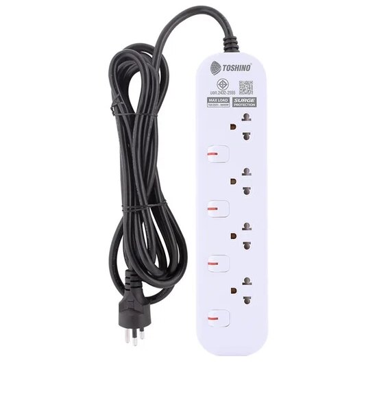 TOSHINO Powerstrip JT 16A 4 Sockets 5 M. JT45M White Оригинал