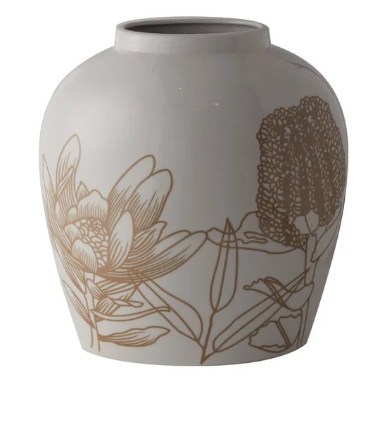 CENTRAL HOME Decorative Vase Floral Pattern White/Brown Оригинал
