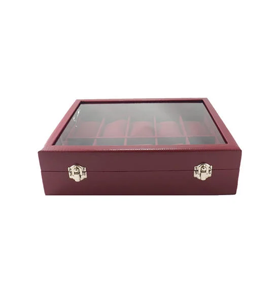 FANCYBOX Red Watch Box Storage Display Case Wooden Leather with Velvet Pillow for 10 PCS. Wristwatch Оригинал