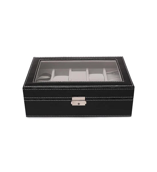 FANCYBOX Black Watch Box Storage Display Case PU for 10 PCS. Wristwatch Оригинал