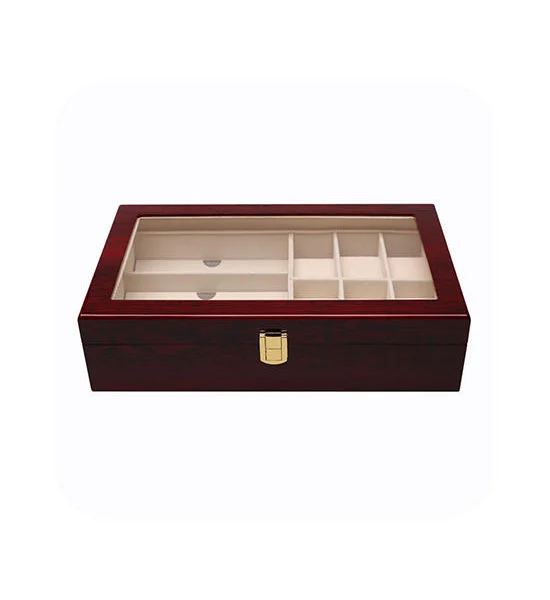 FANCYBOX Red Luxury Watch Box Storage Display Case Wooden Laminet for 6 PCS. Wristwatch + 3 Sunglasses Оригинал