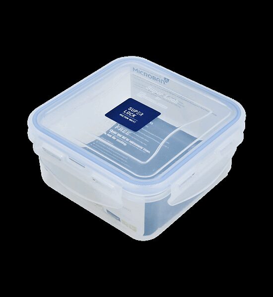 SUPER LOCK White - Blue Square Food Container Lock Lid 600 ML. JCP-6140 Size 13.7 x 13.7 x 6.5 CM. Оригинал