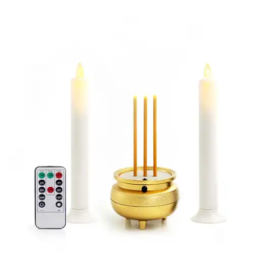 Claire Candle Gold Electric Incense 3LED 15cm. + White Gold LED Taper Candles 22cm. Remote CLA PLS Оригинал