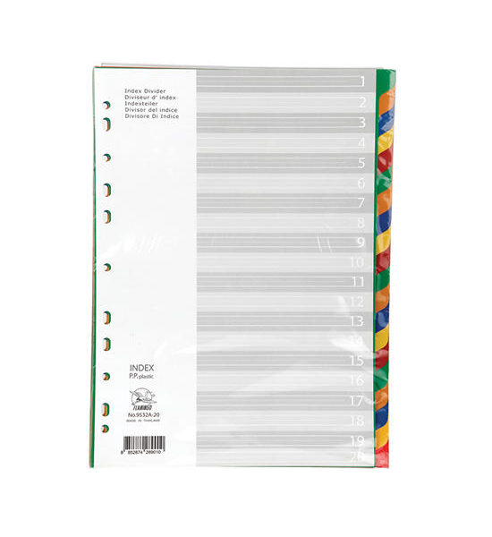 FLAMINGO Plastic Index Divider 20 Tabs Asst. Colors Оригинал