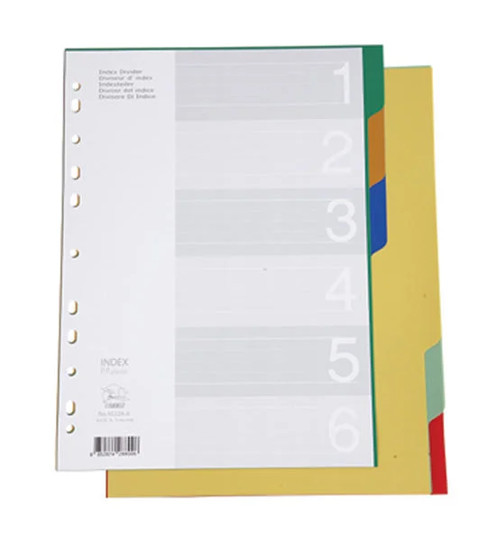 FLAMINGO FLAMINGO Plastic Index Divider 6 Tabs Asst. Colors Оригинал