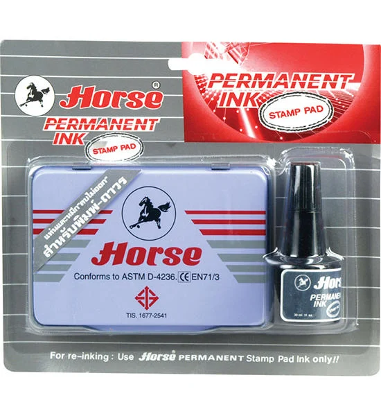 HORSE HORSE ชุดแท่นประทับ หมึกกันน้ำ  สีดำ ขนาด 8x12 ซม. Оригинал