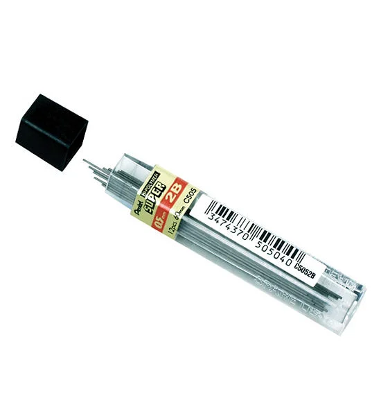 PENTEL Pentel ไส้ดินสอ 2B 0.5 มม. HI-POLYMER (12 ไส้/หลอด) Оригинал