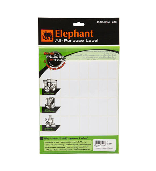 ELEPHANT ELPHANT ตราช้าง ป้ายสติกเกอร์ แล็ป A7 19x38 มม. Оригинал