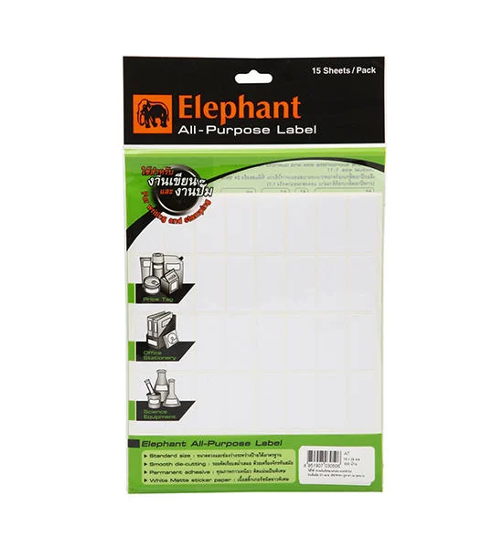 ELEPHANT ELPHANT ตราช้าง ป้ายสติกเกอร์ แล็ป A7 19x38 มม. Оригинал