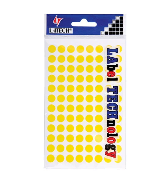 LATECH Paper Sticker (Circle) 9 mm. Yellow Оригинал
